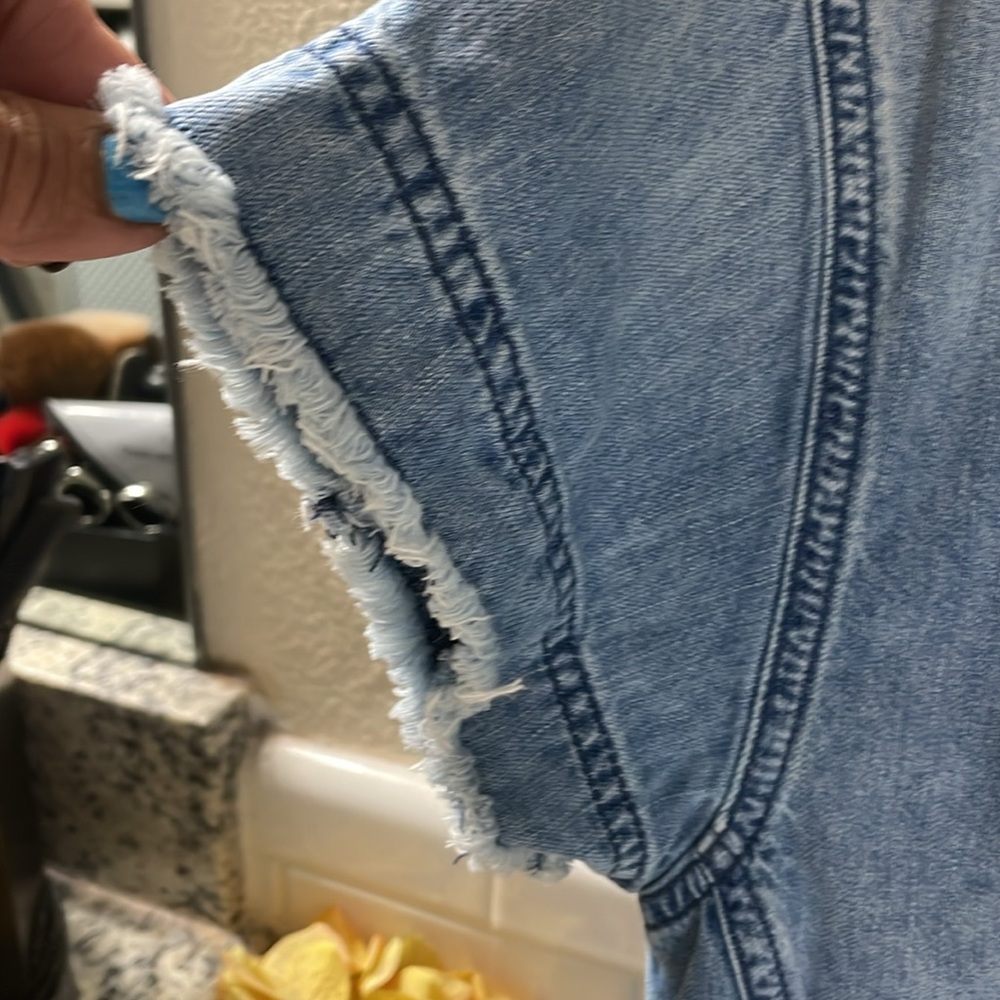 We The Free Denim Mini Dress by Free People . Oversized . Pockets. NEW Condition - Picture 3 of 9